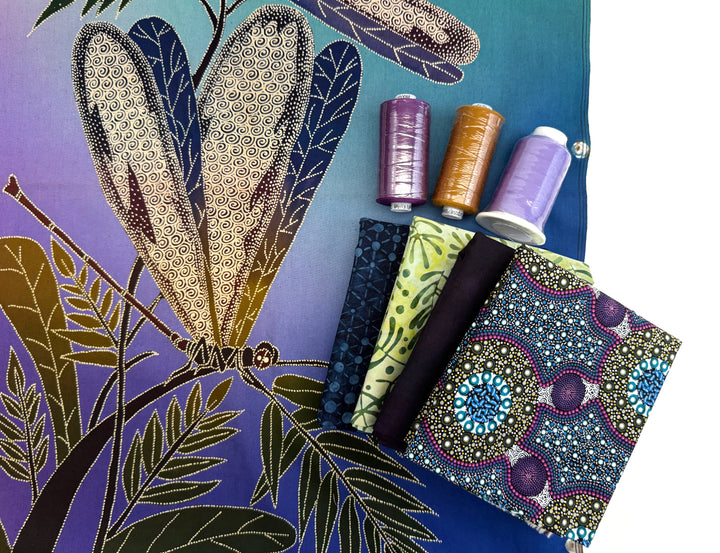 Kit Featuring a Dragonfly Batik Panel