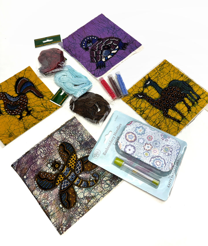 Kit Featuring 4 Small Batik Panel Squares