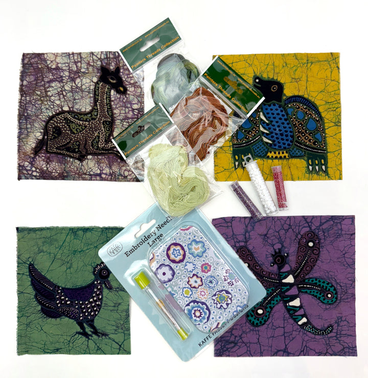 Kit Featuring 4 Small Batik Panel Squares