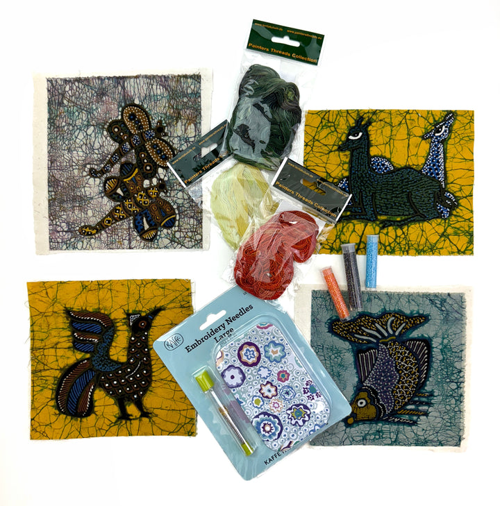 Kit Featuring 4 Small Batik Panel Squares