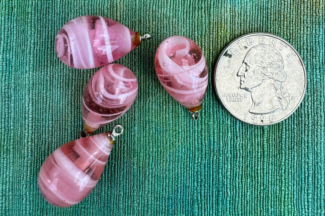 Vintage tear drop pink beads