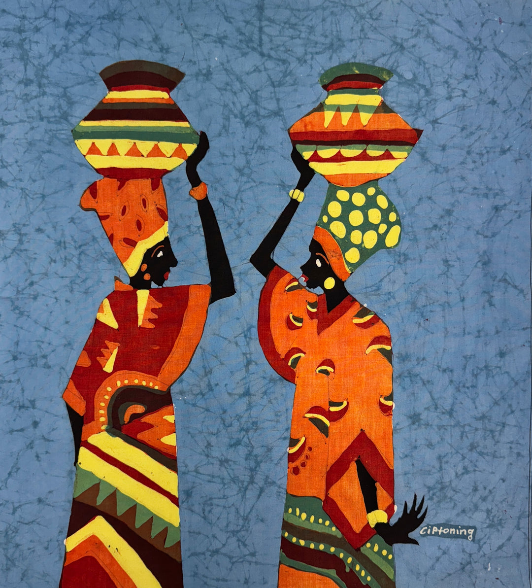 Batik Panel Two Woman Walking