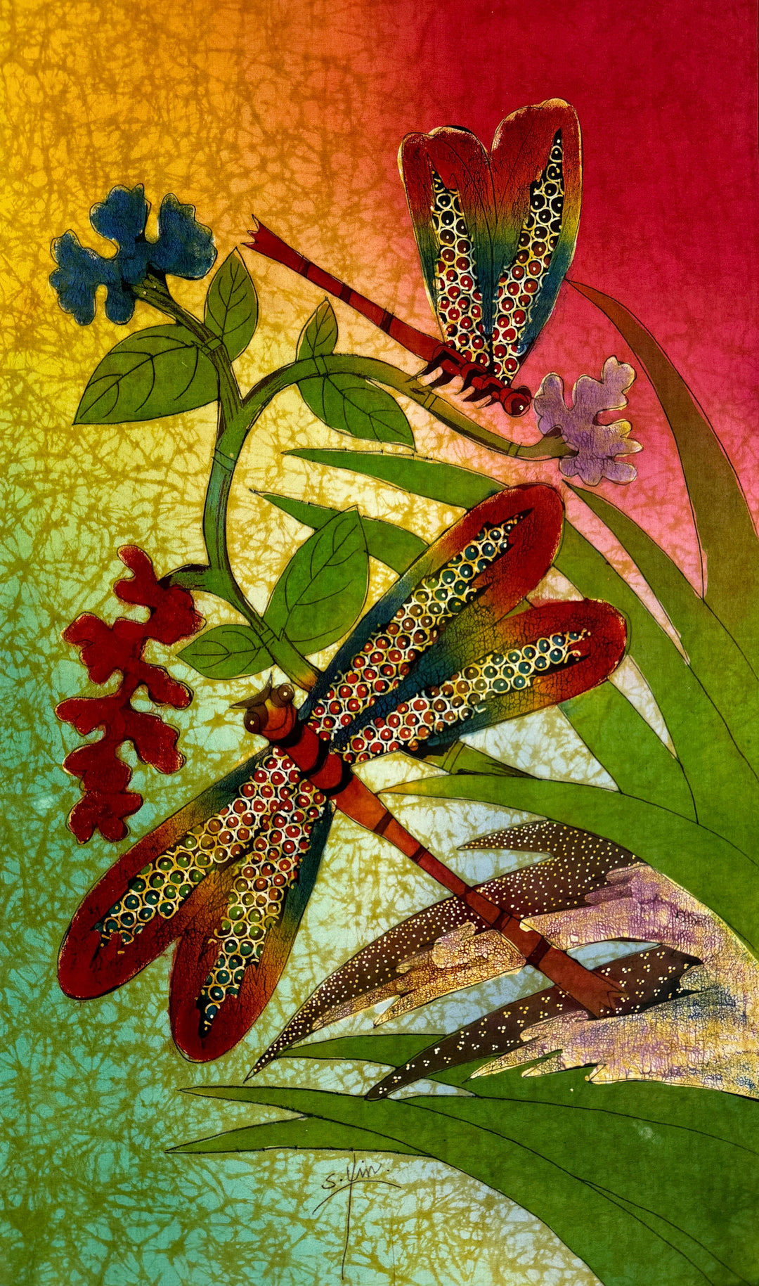 Batik Panel Dragonflies