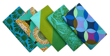 Colorful folded fabric squares.