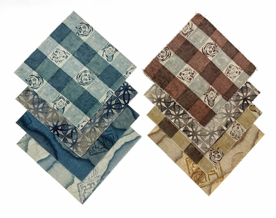 Assorted 10 in. Squares of Vintage Japanese Cotton Fabrics