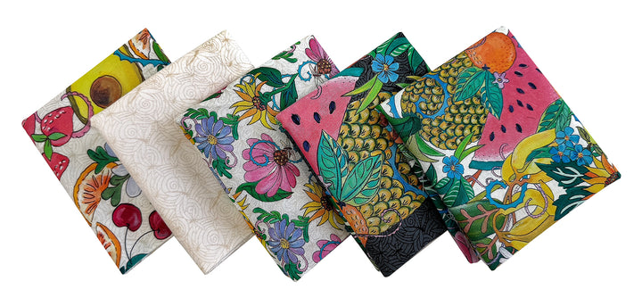 Colorful fruit-themed fabric napkins