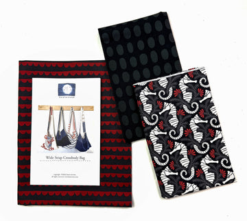 Fabrics with patterns and a bag design.