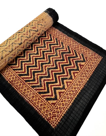 Bagh Print with Natural Dyes, Black & Rust Reed Bagh Block Print Panel, Natural Dyes, Black & Rust – Artistic Artifacts