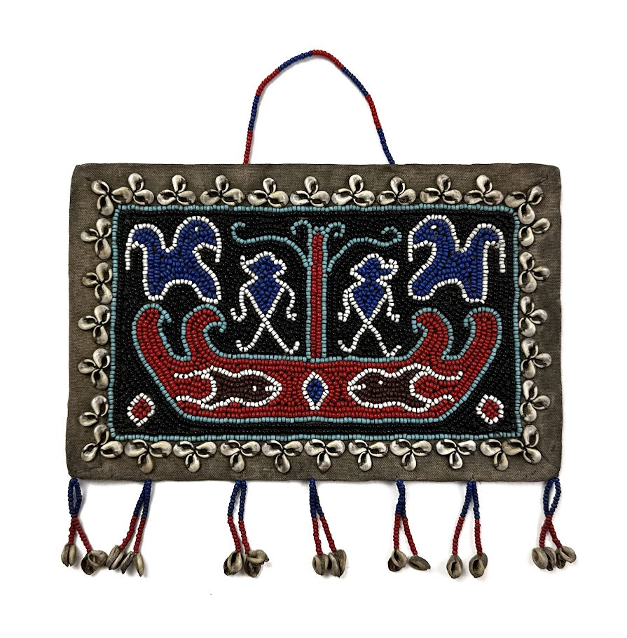 Bali Beaded Picture with Hanger, Red and Blue Ship