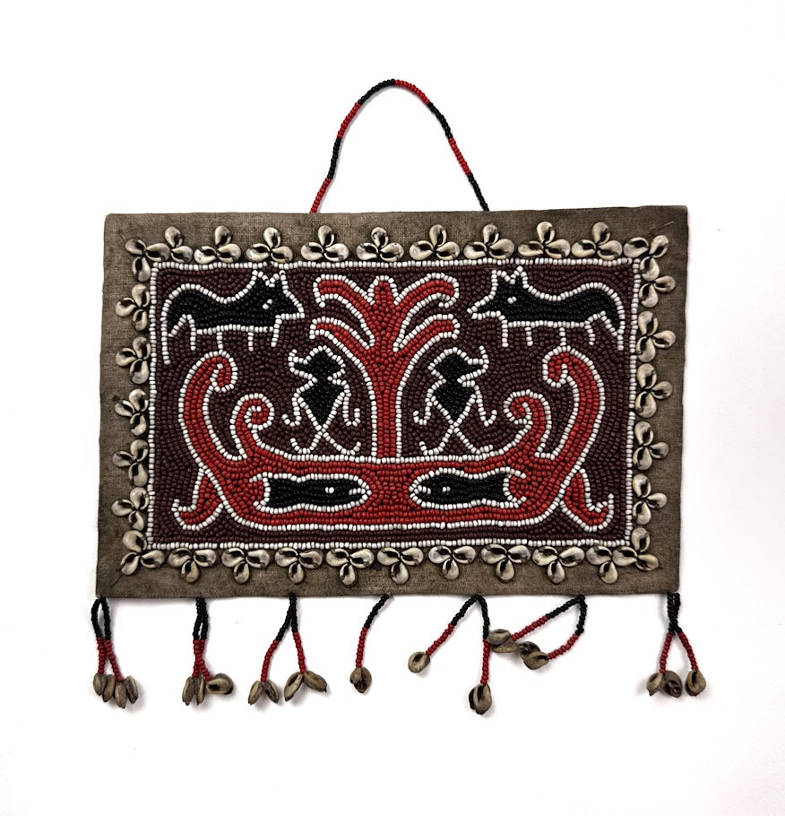 Bali Beaded Picture with Hanger, Red and White Ship
