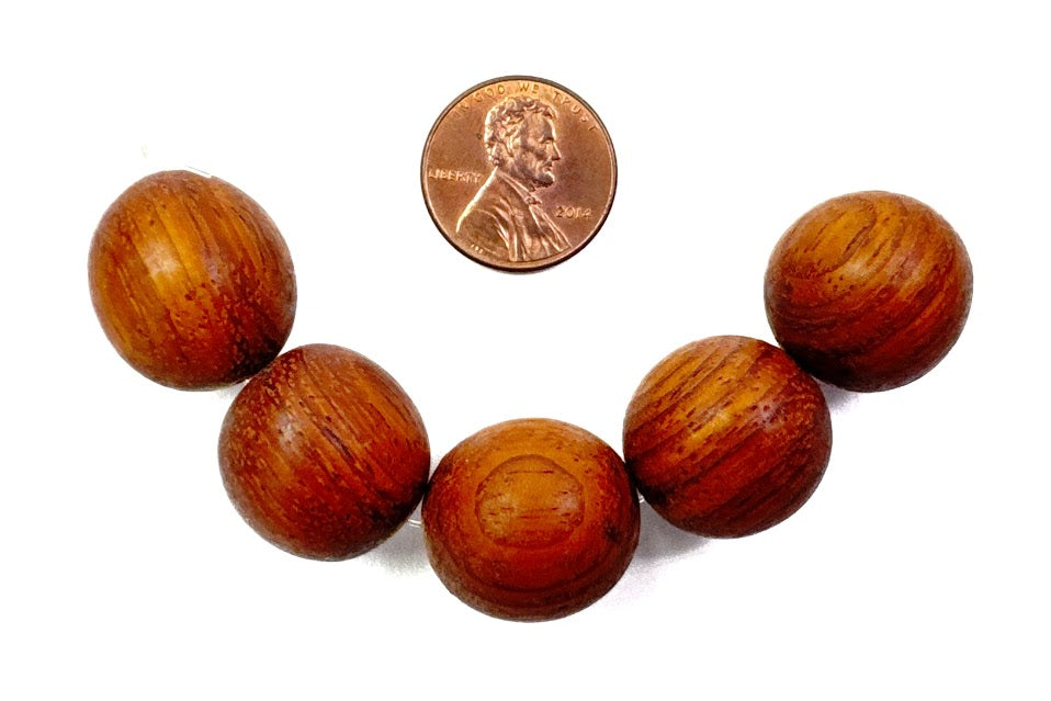 Wooden Round Beads, String of 5