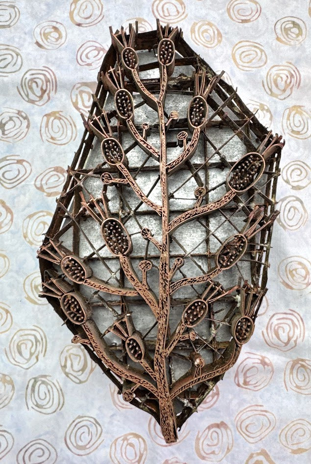 J85 Indonesian Handmade Copper Tjap Fruit Tree