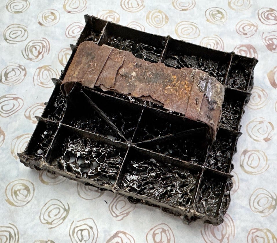 J99 Indonesian Handmade Copper Tjap Abstract Floral J99 Indonesian Handmade Copper Tjap Abstract Floral