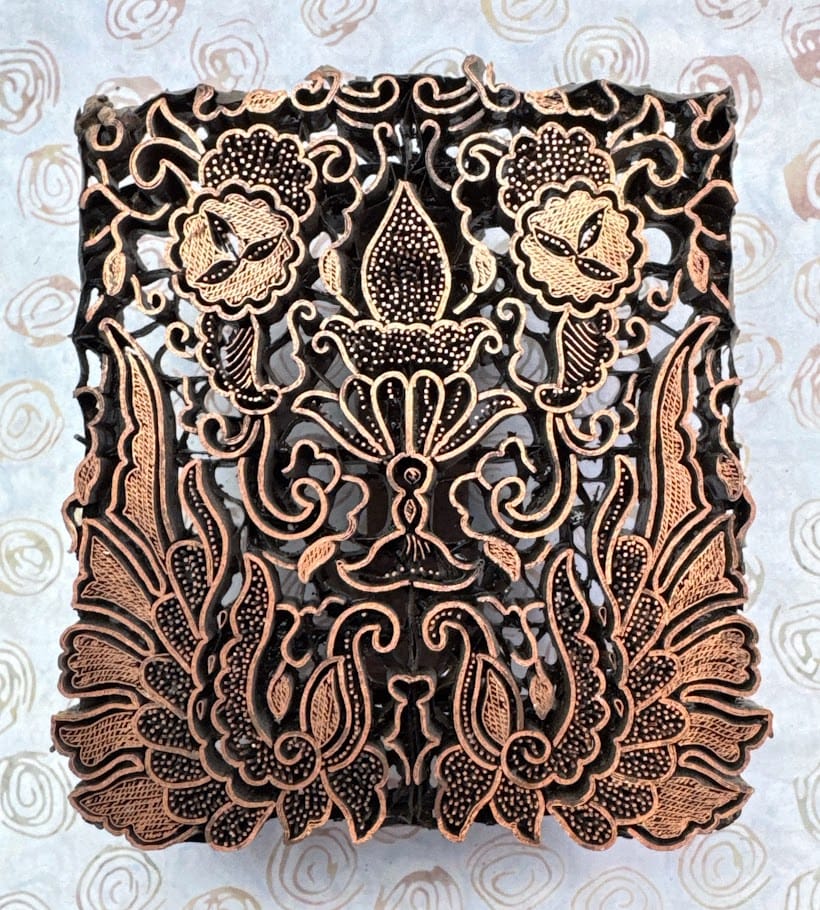 J99 Indonesian Handmade Copper Tjap Abstract Floral J99 Indonesian Handmade Copper Tjap Abstract Floral
