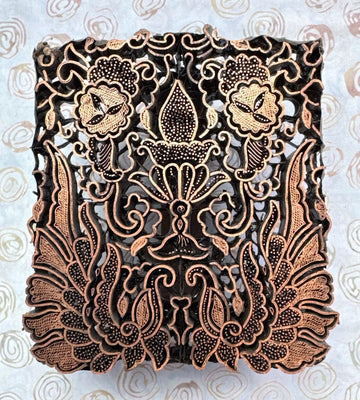 J99 Indonesian Handmade Copper Tjap Abstract Floral J99 Indonesian Handmade Copper Tjap Abstract Floral