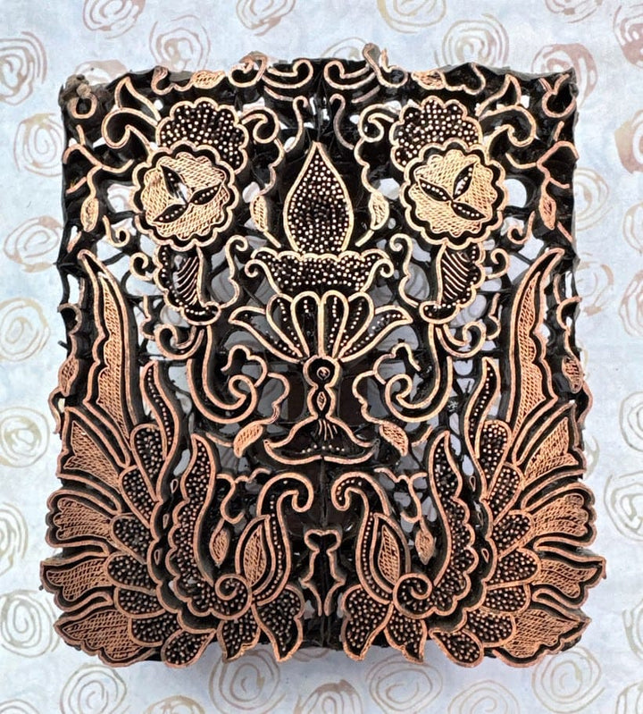 J99 Indonesian Handmade Copper Tjap Abstract Floral J99 Indonesian Handmade Copper Tjap Abstract Floral