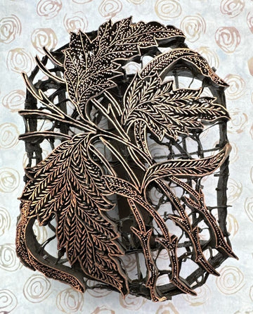 J97 Indonesian Handmade Copper Tjap Leafy Stems J97 Indonesian Handmade Copper Tjap Leafy Stems