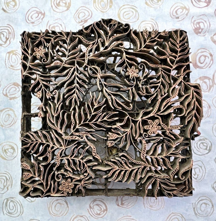 J100 Indonesian Handmade Copper Tjap Ferns and Flowers J100 Indonesian Handmade Copper Tjap Ferns and Flowers