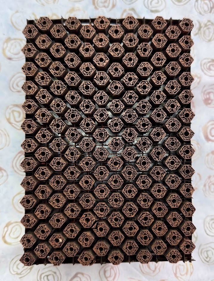 J82 Indonesian Handmade Copper Tjap Patterned Hexagons