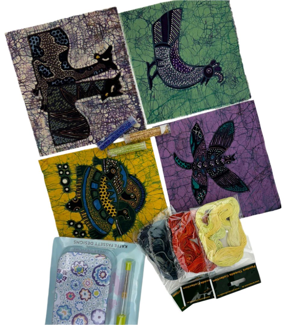 Kit Featuring 4 Small Batik Panel Squares