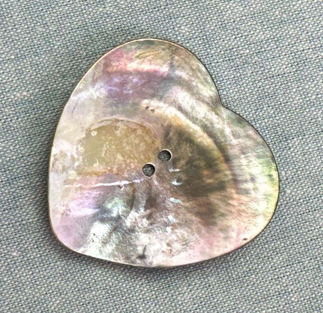 Italian Mother of Pearl Heart Button, 45mm, Single