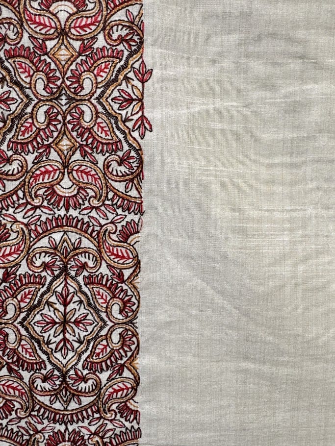 Handwoven and Machine Embroidered Ikat Fabric from Indonesia Handwoven and Machine Embroidered Ikat Fabric from Indonesia