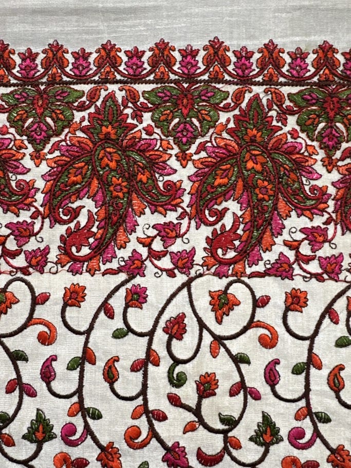 Handwoven and Machine Embroidered Ikat Fabric from Indonesia Handwoven and Machine Embroidered Ikat Fabric from Indonesia