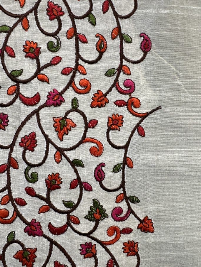 Handwoven and Machine Embroidered Ikat Fabric from Indonesia Handwoven and Machine Embroidered Ikat Fabric from Indonesia