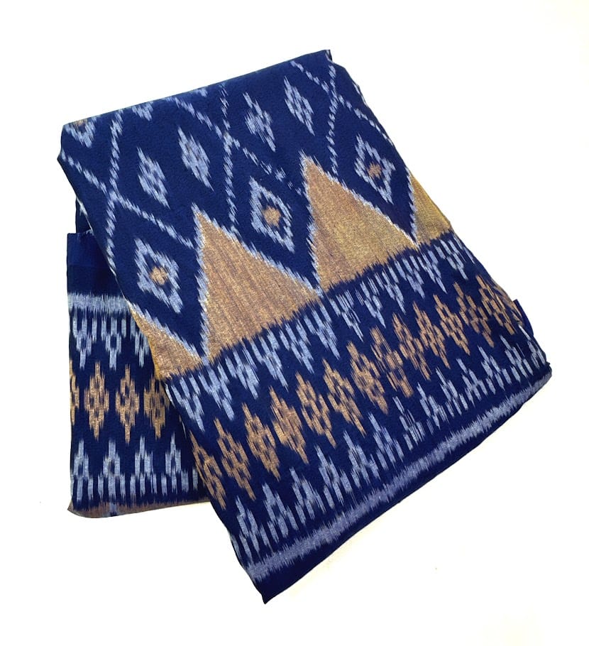 Indonesian Handwoven Ikat Fabric - Blue and Gold Diamonds, Sold per 1/2 yard Indonesian Handwoven Ikat Fabric - Blue and Gold Diamonds, Sold per 1/2 yard