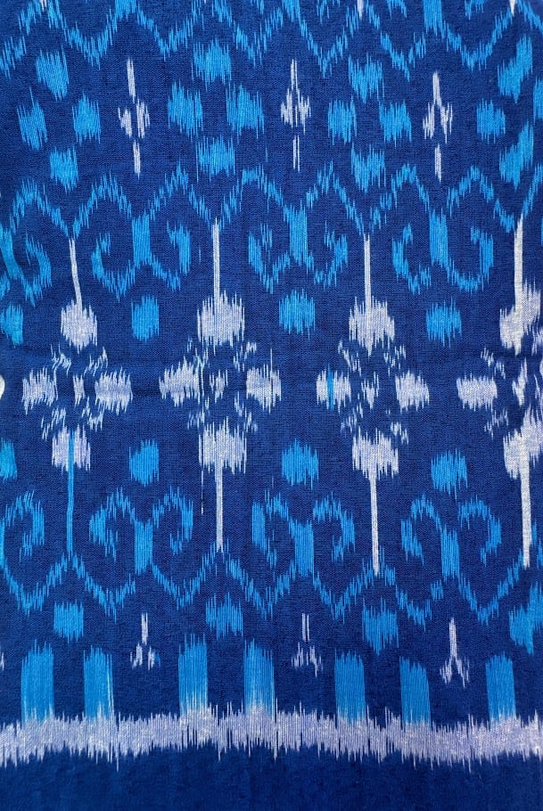 Indonesian Handwoven Ikat Fabric - Blue Swirls, Sold per 1/2 yard Indonesian Handwoven Ikat Fabric - Blue Swirls, Sold per 1/2 yard