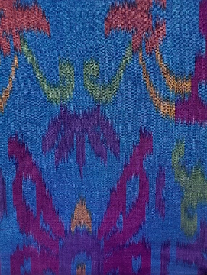 Handwoven Ikat Fabric from Indonesia - Blue with Butterfly Design Handwoven Ikat Fabric from Indonesia - Blue with Butterfly Design
