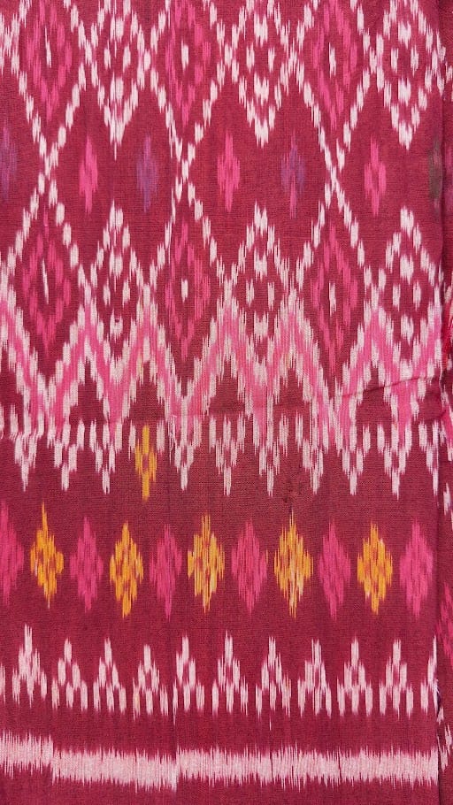 Indonesian Handwoven Ikat Fabric - Red Diamonds, Sold per 1/2 yard Indonesian Handwoven Ikat Fabric - Red Diamonds, Sold per 1/2 yard