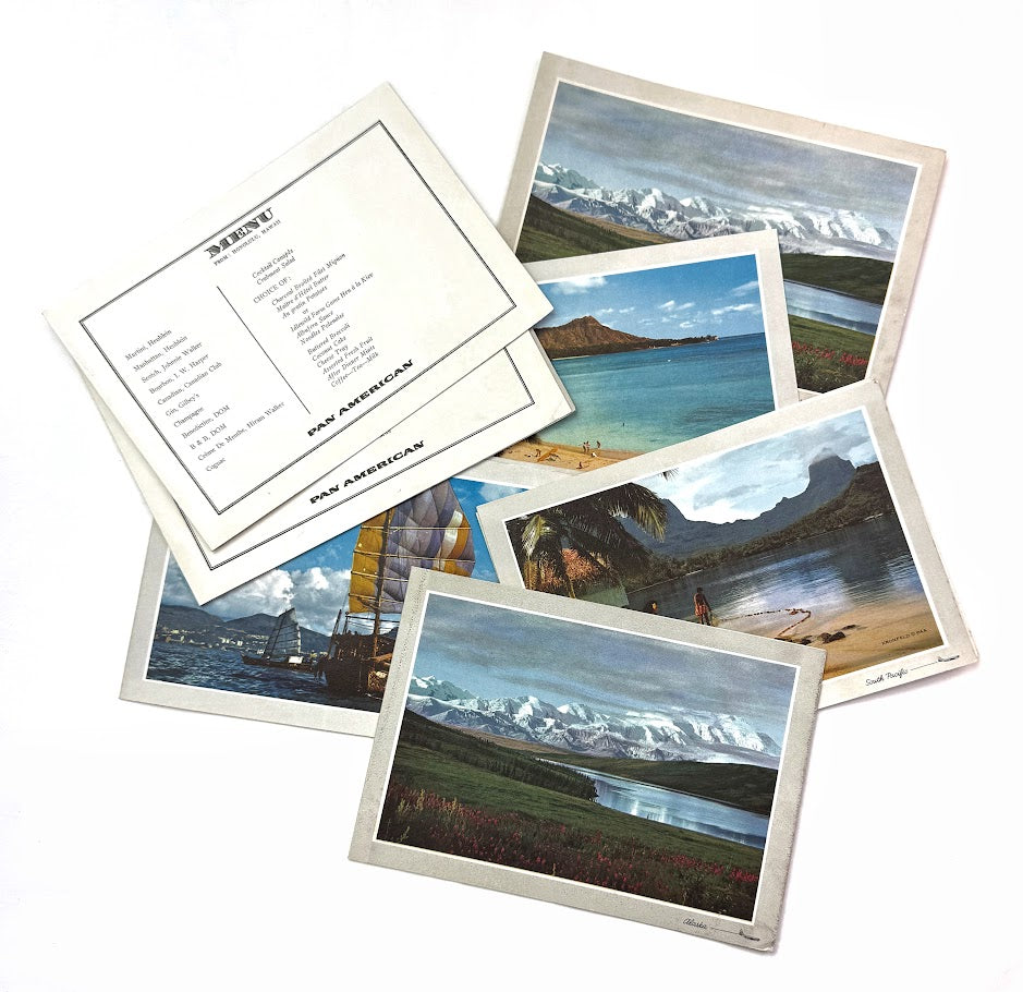 Pan American Airline Menu with Photos, 5 pcs Surprise Pack