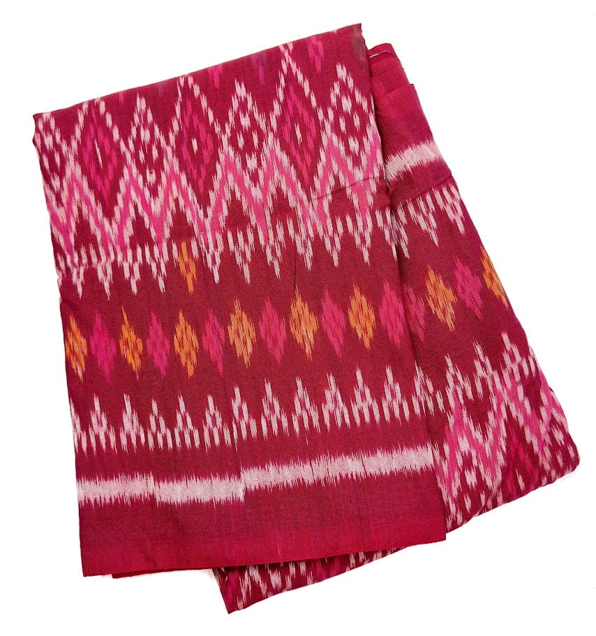 Indonesian Handwoven Ikat Fabric - Red Diamonds, Sold per 1/2 yard Indonesian Handwoven Ikat Fabric - Red Diamonds, Sold per 1/2 yard