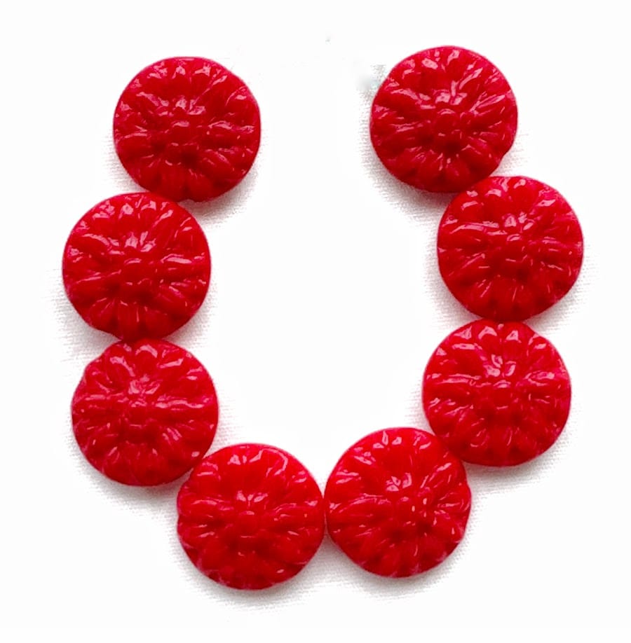 Red Glass Flower Beads
