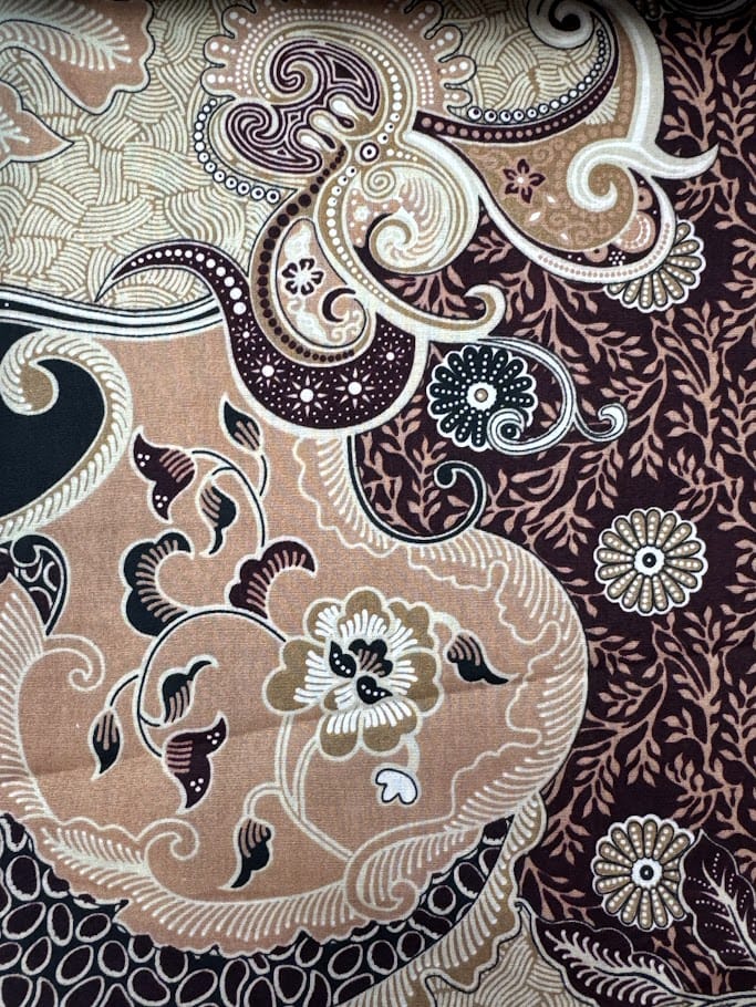 Traditional Indonesian Printed Cotton Fabric - Abstract Floral, Autumn