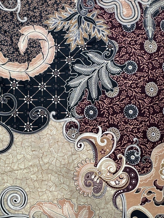 Traditional Indonesian Printed Cotton Fabric - Abstract Floral, Autumn