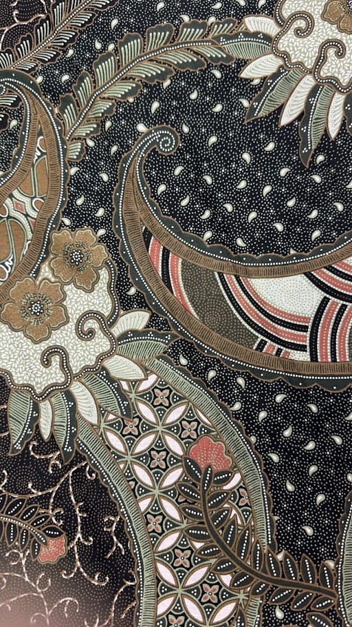 Traditional Indonesian Printed Cotton Fabric - Abstract Floral, Brown