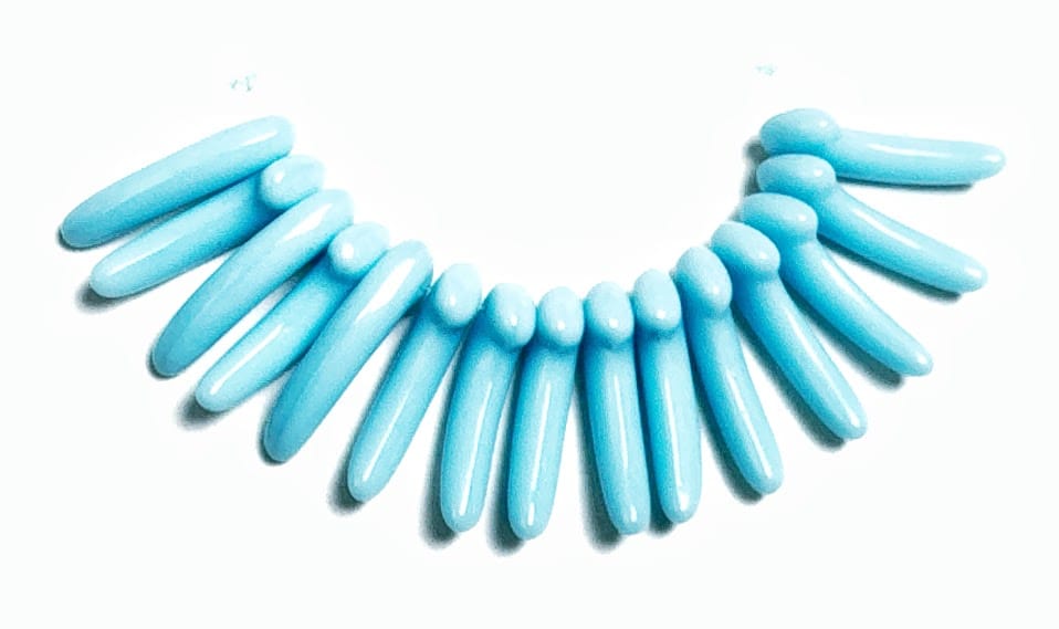 Czech Glass Beads, Curved Robin Egg