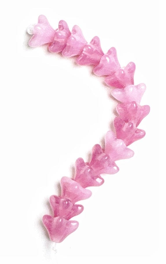 Pink Flower Glass Beads