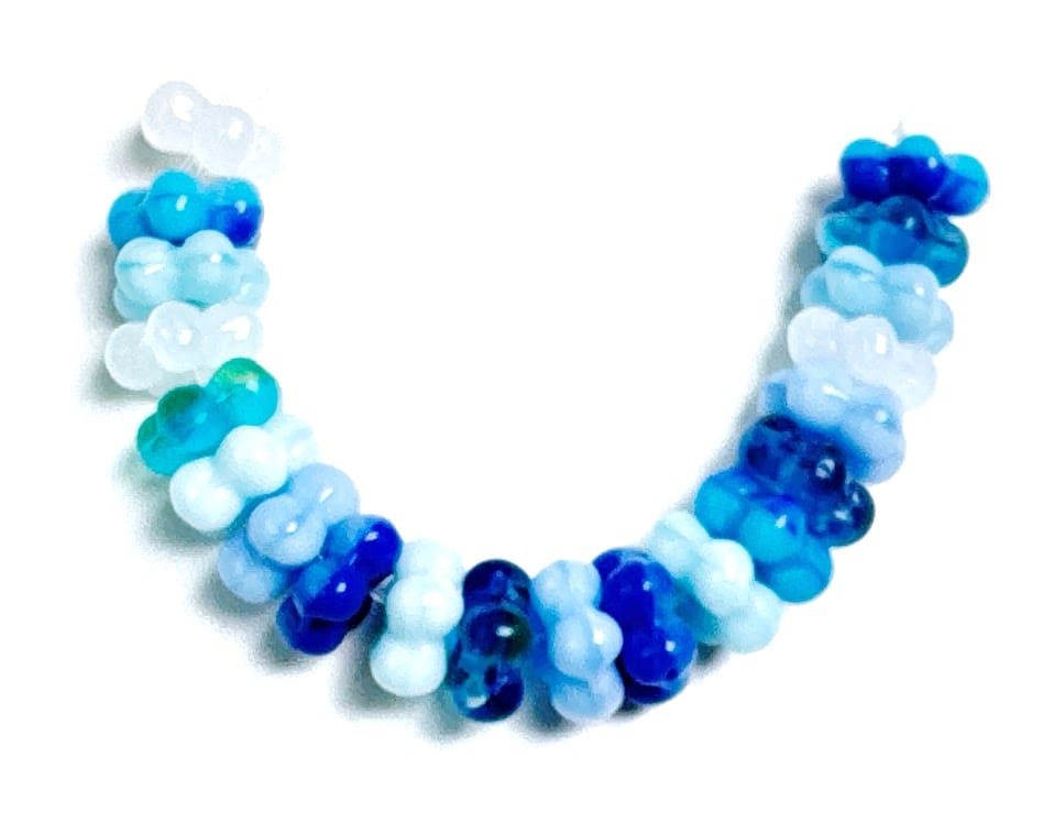 Czech Glass Beads, Blue Flowers