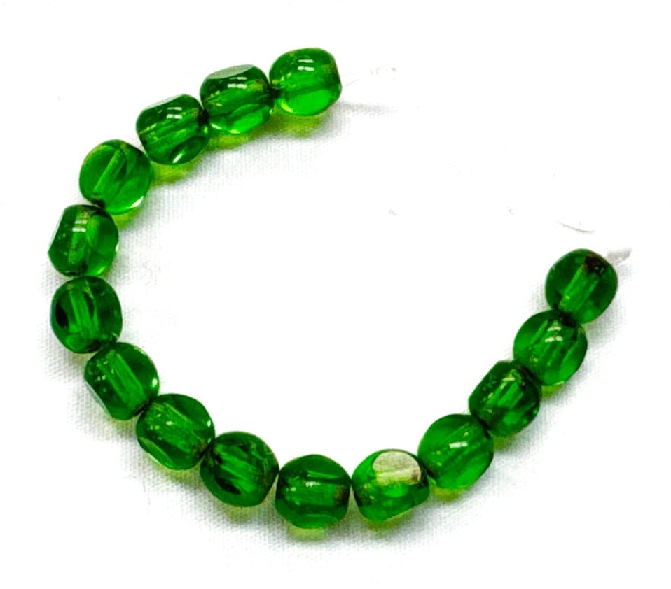 Czech Glass Beads, Round with Flat Sides, Green
