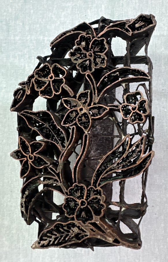 PRICE NEEDED J103 Indonesian Handmade Copper Tjap Delicate Flowers PRICE NEEDED J103 Indonesian Handmade Copper Tjap Delicate Flowers