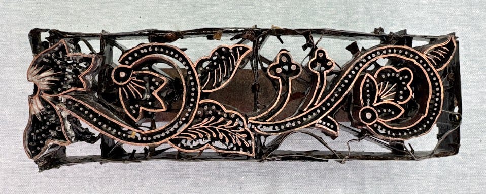 PRICE NEEDED J104 Indonesian Handmade Copper Tjap Flower Vine PRICE NEEDED J104 Indonesian Handmade Copper Tjap Flower Vine