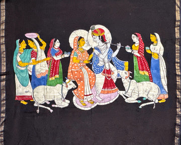 Dyed Batik Panel Indian Batik Panel, Flute Player Scene – Artistic Artifacts