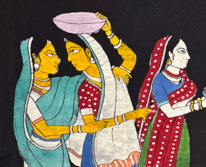 Dyed Batik Panel Indian Batik Panel, Flute Player Scene – Artistic Artifacts