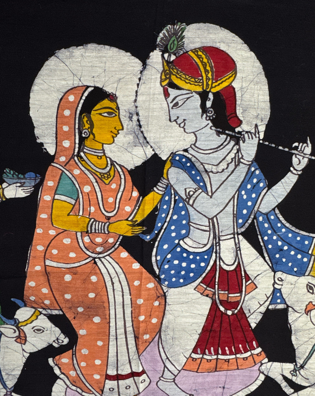Dyed Batik Panel Indian Batik Panel, Flute Player Scene – Artistic Artifacts