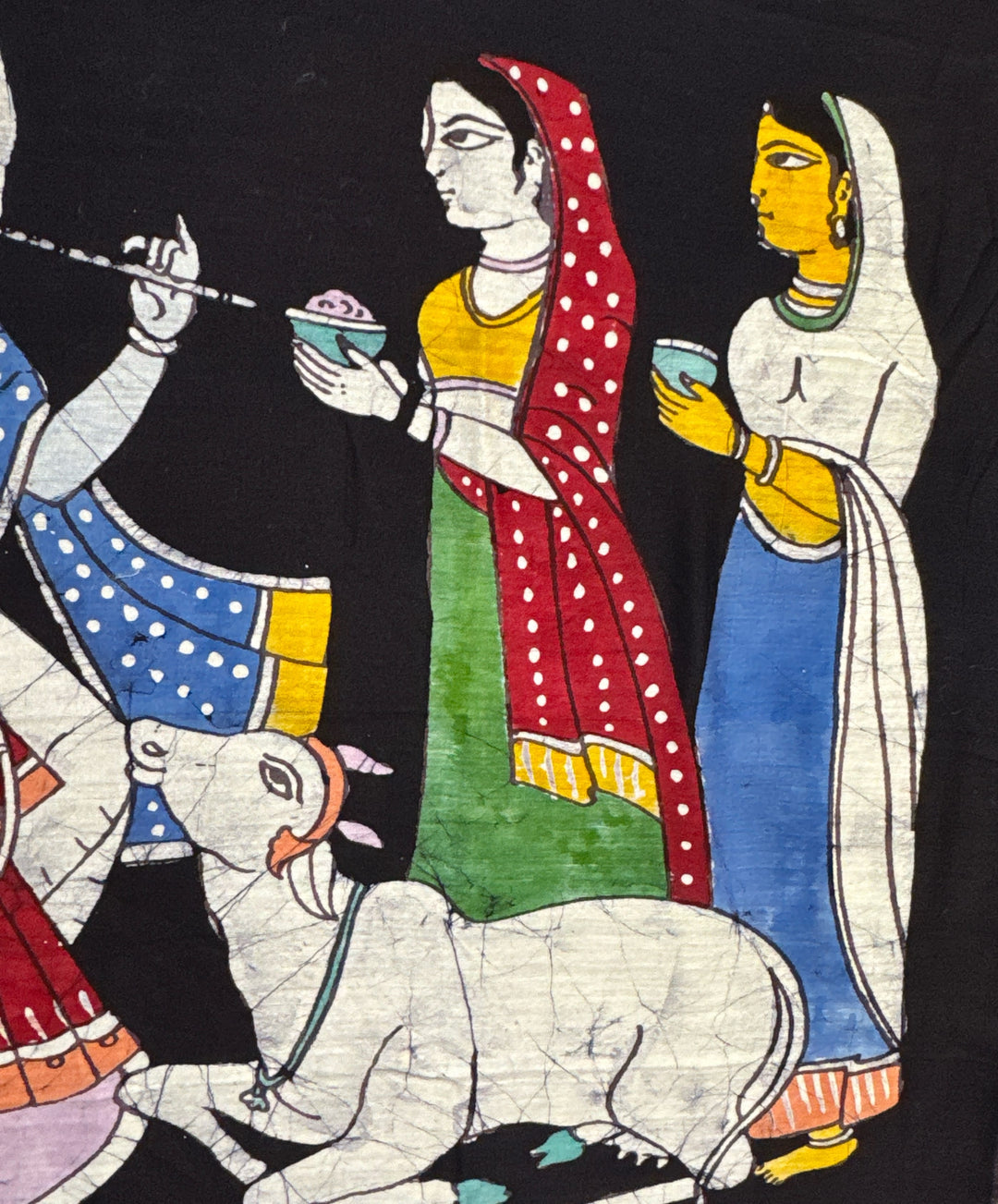Dyed Batik Panel Indian Batik Panel, Flute Player Scene – Artistic Artifacts