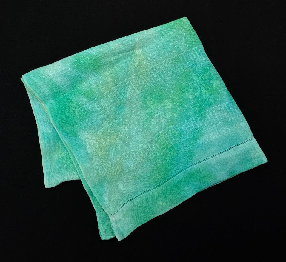 Vintage Hand Dyed Table Runner - Green