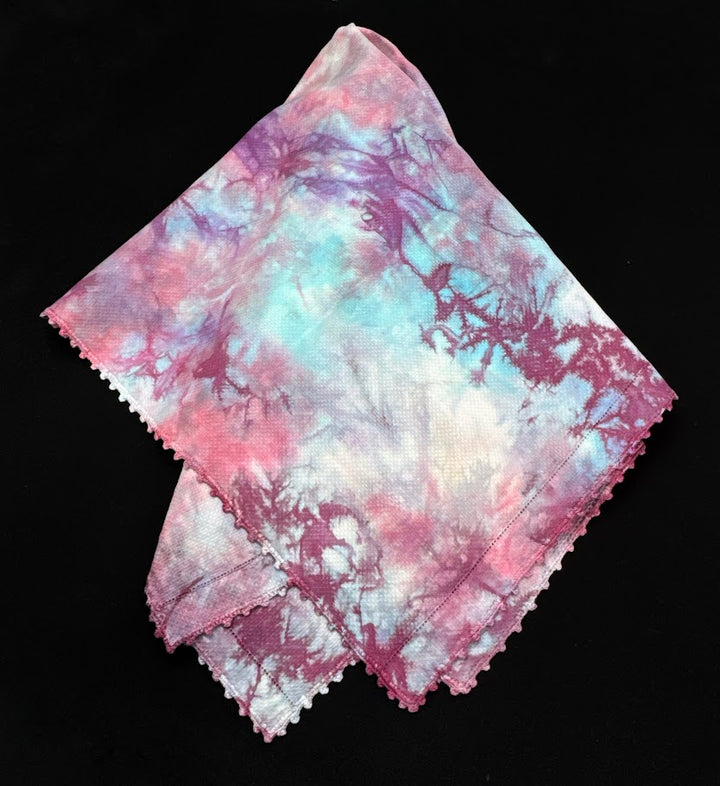 Vintage Hand Dyed Table Runner - Purple and Blue